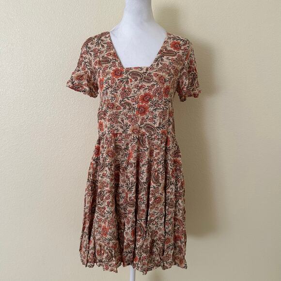 Patrons of Peace Flowy Multicolor Floral Short Sleeves Mini Dress Size S - NWT - Picture 7 of 7
